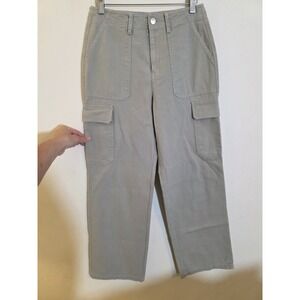Elodie Women's Size Small Cotton Tan High Waist Straight Leg‎ Cargo Pants